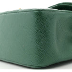 Metallic Caviar Quilted Jumbo Double Flap Green