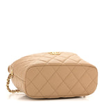 Shiny Caviar My Cush Hobo Clutch With Chain Beige
