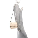 Pebbled Calfskin Rockstud Side Slip Crossbody Ivory