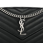Grain De Poudre Matelasse Chevron Monogram Chain Wallet  Black