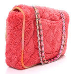 Mixed Fibers Quilted Large Flap Bag Coral