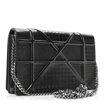 Metallic Patent Micro-Cannage Diorama Wallet on Chain Pouch Onyx Black