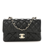Lambskin Quilted Mini Rectangular Flap Black