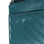 Lambskin Chevron Quilted Wallet On Chain WOC Turquoise