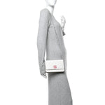 Caviar Quilted Chanel 19 Wallet On Chain WOC White Pink