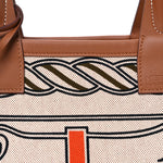 H Plume Canvas Swift Printed Quadrige au Fil Steeple 25 Bag Gris Beige Ecru Beige Gold