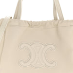 Calfskin Cuir Small Triomphe Cabas Drawstring White