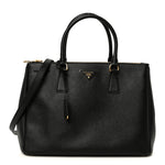 Saffiano Lux Large Galleria Double Zip Tote Black