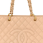 Caviar Quilted Grand Shopping Tote GST Beige Clair