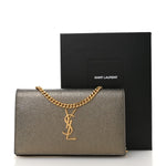 Grained Metallic Calfskin Monogram Chain Wallet Bronze