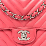Lambskin Chevron Quilted Mini Square Flap Pink