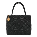 Caviar Quilted Medallion Tote Black