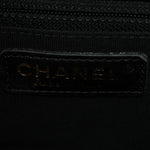 Calfskin Chevron Quilted Statement Shopping Tote Black