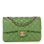 Caviar Quilted Small Double Flap Green