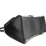 X GUCCI Canvas Boarded Plutone Calfskin Flora Logo Print Small Hourglass Top Handle Bag White Multicolor Black