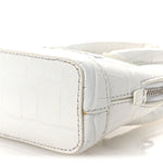 Calfskin Logo Crocodile Embossed Mini Ville Top Handle Bag White Black