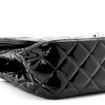 Patent Quilted Jumbo Double Flap Black