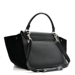 Drummed Calfskin Suede Medium Trapeze Black