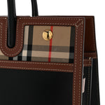Calfskin Vintage Check Medium Two Handle Title Bag Black