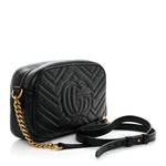 Calfskin Matelasse Small GG Marmont Chain Shoulder Bag Black