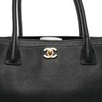Calfskin Cerf Executive Shopper Tote Black