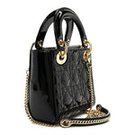 Patent Cannage Mini Lady Dior Black