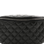 Lambskin Quilted Banane Waist Bag Fanny Pack Black