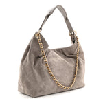 Suede Quilted Large Hobo Dark Grey