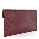 Calfskin Crocodile Embossed Uptown Monogram Clutch Rouge Legion