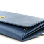 Saffiano Metal Oro Chain Wallet Cobalto