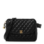 Caviar Quilted Flap Shoulder Bag Black