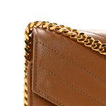 Grain De Poudre Matelasse Chevron Monogram Chain Wallet Natural Dark