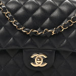 Caviar Quilted Medium Double Flap Navy