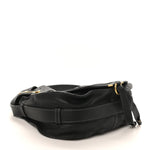 Grained Calfskin Medium Marcie Saddle Bag Black