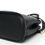 Soft Grain Calfskin Small Double Belt Tote Black