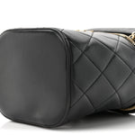 Lambskin Quilted Trendy Vanity Case Black