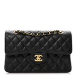 Caviar Quilted Small Double Flap Black