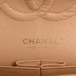 Caviar Quilted Medium Double Flap Beige Clair