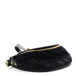 Crushed Velvet Logo Embossed XXS Souvenir Belt Bag Black