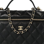Caviar Quilted Top Handle Slim Vanity With Chain Black