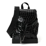 Calfskin Alligator Embossed Small Explorafunk Backpack Black