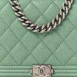 Caviar Quilted Boy Phone Holder Wallet On Chain Green