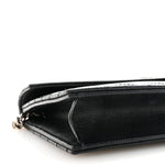 Grain De Poudre Matelasse Chevron Monogram Envelope Chain Wallet Black