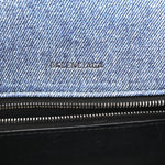 Nappa Denim Printed Hourglass Top Handle Bag Small Denim Blue