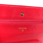 Lambskin Micro Quilted Wallet On Chain WOC Fuchsia