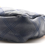 Grained Lambskin Quilted Mini Becky Double Zip Bag Blue Charron