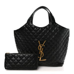 Lambskin Quilted Maxi Icare Shopping Tote Black