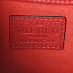 Pebbled Calfskin Rockstud Wallet on Chain Rouge Pur