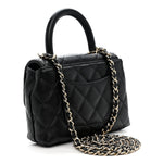 Caviar Quilted Coco Handle Clutch With Chain Black