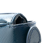 Saffiano Vernice Lock Flap Chain Bag Azzurro